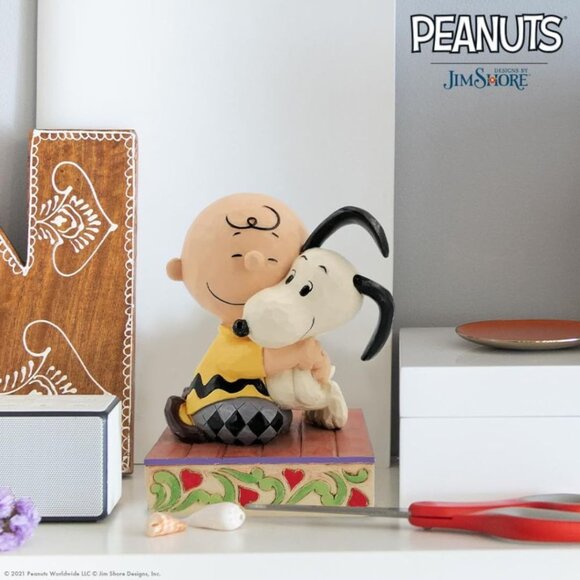 Enesco Peanuts by Jim Shore Charlie Brown and Snoopy Hugging Figurine, 4.5 Inch - Picture 2 of 8